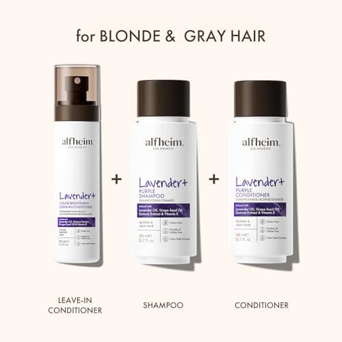 ALFHEIM Lavender+ 3-Step Hair Care Kit | Purple Shampoo, Conditioner & Leave-In Spray for Blonde, Silver & Highlighted Hair | Anti-Brass, Hydrating, UV Protection | Sulfate-Free, Color-Safe | Gift - Thumbnail 3