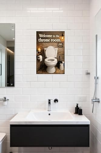 Welcome To Throne Room Bathroom Humor Metal Tin Sign Rustic Toilet Wall Decor Funny Restroom Quote Plaque Vintage Farmhouse Bar Home 8x12 Inch Pre Drilled Hanging Art Man Cave Gift Office Pub Cabin - Thumbnail 2
