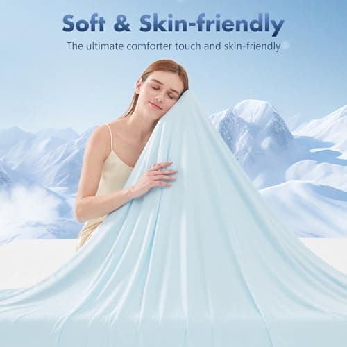 GOHERO Cooling Blanket Queen - Arc-Chill Q-Max >0.5 Cool Summer Blanket for Hot Sleepers - Double Design Lightweight Blanket Absorbs Heat to Keep Cool on Warm Nights(90"x90") Blue - Thumbnail 4