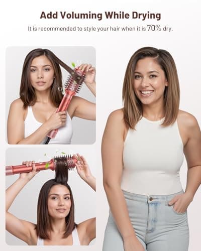 HITTIONA 5 in 1 High-Speed Hair Dryer Brush - Hot Air Styler & Hair Styler, Fast Drying Blow Dryer Brush No Heat Damage Multi-Styler Auto Wrap Curlers for Volumizing Curl Straighten Frizz-Free - Thumbnail 4