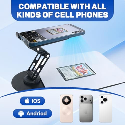 VKDDM Foldable MTG Trading Card Scanner Stand - Universal Sports and Games Card Scanner Set lncluding Phone Holder, Scanning Pad & 50 Card Sleeves for Quickly Scanning and Price Check - Thumbnail 5