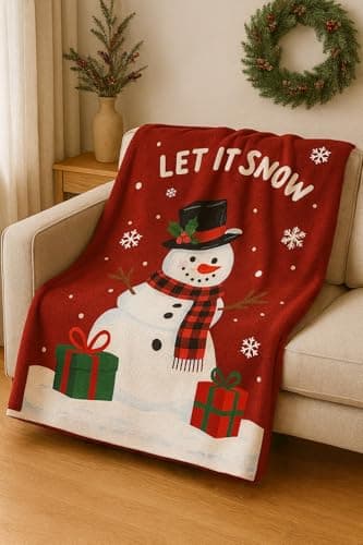 Carastora Christmas Snowman Flannel Holiday Blanket Measures 40x50in and is Perfect for use on The Sofa, Bed, or During picnics. Warm and Lightweight, Making it an Ideal Gift and Home Decoration. - Thumbnail 4