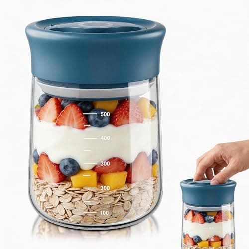 OURCABECUE Overnight Oats containers with Lids, Upgraded Easy Open quarter twist, 16 oz Glass Food Storage Jars, Wide Mouth Mason Salad Jars for Meal Prep, Coffee Beans, Grains, Loose Tea and More - Image 1