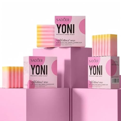 Natural Rose Yoni Bar Soap for Women, pH Balanced Intimate Care Feminine Wash with Real Rose Petals & Calendula, Premium Aircraft Box Packaging & Foaming Net, Multi-Pack Options YONI BAR (3 Pack) - Image 1