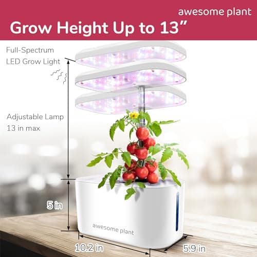 Awesome Plant 6Pro Hydroponics Growing System Kit (6 Pods), Indoor Garden Kit with 3L Watertank, 3 Grow Modes and Quiet Pump, Grow Herbs Lettuce Salad at Home Kit, Adjustable Height Up to 13", White - Thumbnail 5