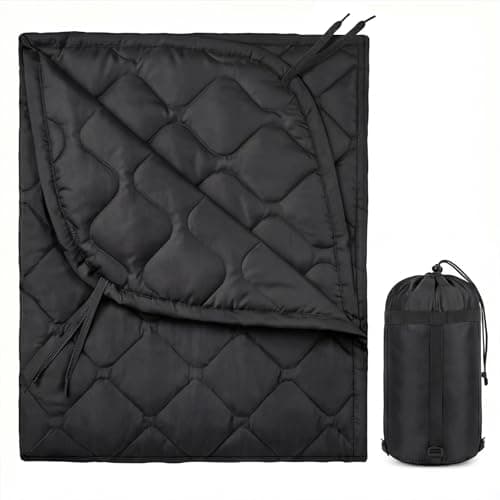 LHUTOR Insulated Camping Blanket | Military Poncho Liner for Outdoor Hiking Backpacking Travel Hunting & Survival, Lightweight & Packable with Compression Bag, Water Resistant (Black) - Image 1