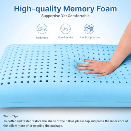 TranquilMoments Memory Foam Pillows, Bed Pillow, Bed Pillow for Side, Back and Stomach Sleepers, Neck Pillow for Sleeping with Removable and Machine Washable Cover, King Size (1 Pack) - Thumbnail 5