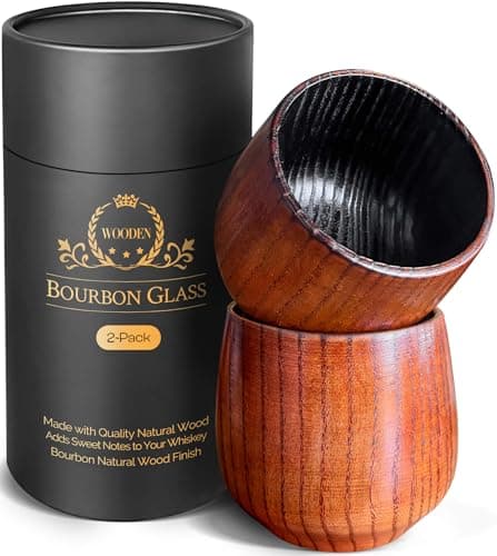 Charred Wooden Bourbon Drinking Glass, Bourbon Gifts for Men – 12 Oz Wooden Old Fashioned Glasses Set Whiskey Tumbler | Birthday Whiskey Gifts for Men, Dad or Brother Original Bourbon Tumbler (2 Pack) - Image 1