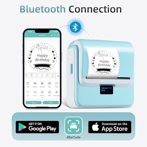 ORGSTA Label Maker with Tape, T003 Thermal Label Maker, 3.15 Inch Bluetooth Label Printer Compatible with Phone & PC, Sticker Printer Barcode Thermal Maker - Blue - Thumbnail 4