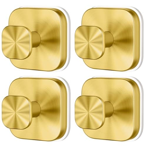 MOTAIPEAK Suction Cup Hooks for Shower, Shower Hooks for Inside Shower, No Drill Strong Hold Towel Hooks, Waterproof Removable Hooks for Bathroom Wall, Glass, Tile, Door – Gold (4 Pack) - Image 1