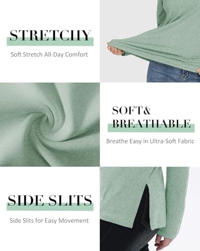 GAYHAY Womens Long Sleeve T Shirts V Neck 3 Pack Basic Tee Thick Casual Soft Loose Fit Layering Tops Ladies Warm Fall Outfits 2025 Black Burgundy Navy Blue - Thumbnail 3