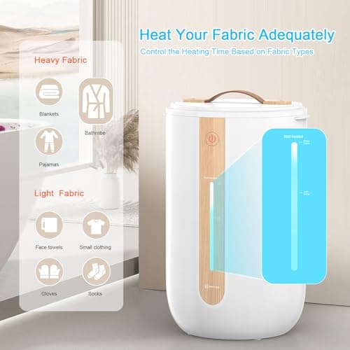 Keenray Towel Warmer for Bathroom, Towel Warmer Bucket with Heating Progress Bar, Fragrance Disc Holder, Leather Handle, Auto Shut-Off Towel Bucket Fits Up to Two 40" x 70" Towels, Blankets White - Thumbnail 4
