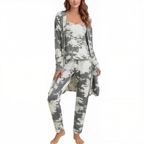 Eternatastic Women's 3 Piece Knit Lounge Set Pajama Long Sleeve Cardigan Sleeveless Top Pants Sweatsuit Pjs Sets - Image 1