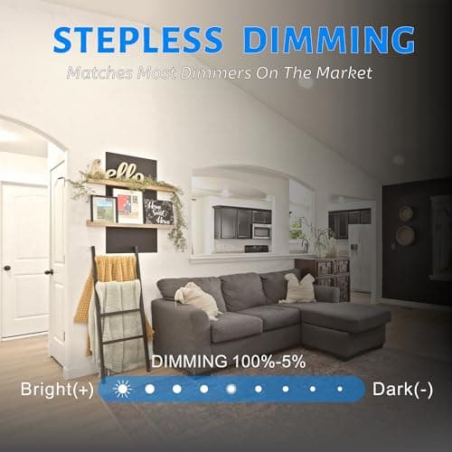 ECOELER 6 Inch LED Disk Lights, Dimmable Flush Mount Light Fixture, 16.5W 1000 Lumens, 5 Color Selectable Recessed Retrofit Ceiling Lights for Kitchen, Porch, Hallway, ETL & FCC - Thumbnail 4