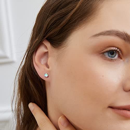 Titanium Screw Back Earrings Surgical Stainless Steel Aurora Borealis Cubic Zirconia Rainbow Fake Diamond Flat Back Stud 316L Hypoallergenic for Sensitive Ear for Women Men Teen CZ Twist Piercing Post - Thumbnail 3