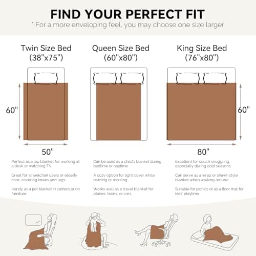 LURKA Checkered Sherpa Fleece Throw Blanket – Soft and Cozy, Medium Weight for All Season, Oversized Plush Throw for Couch, Bed & Pets, Brown, 90x90 Inches - Thumbnail 5