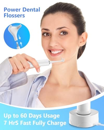 Rechargeable Electric Flosser for Teeth, 4-Speed Power Dental Flosser with 60 Refill Heads & Tongue Cleaner, IPX7 Waterproof,Gentle Gum Care for Adults and Kids, Water Flosser Alternative - Thumbnail 4