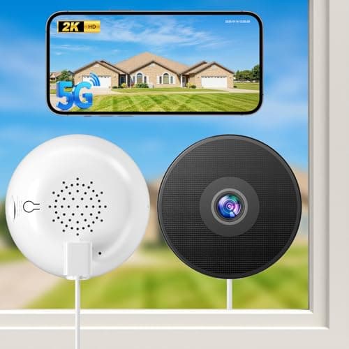 Window Camera No-Drill 2K Ultra HD Window Security Camera with 5G/2.4G WiFi, Enhanced Night Vision, AI Human Detection, Easy Glass Mount for Apartment, Condo, and Home Outdoor View (white 2 pack) - Image 1