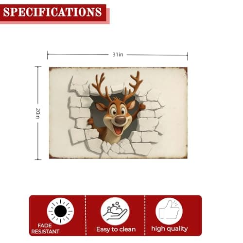 Carastora Christmas Reindeer Holiday Doormat, Anti-Fatigue Mat, Durable and Non-Slip for Indoor and Outdoor Use, Home Decor, Housewarming Gift, Size: 20 x 31 inches - Thumbnail 5