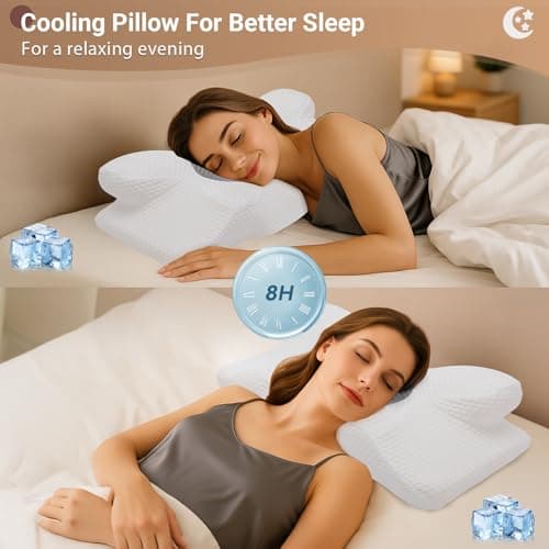 Cervical Neck Pillow, Memory Foam Pillow for Neck Pain Relief, Contour Neck Support Pillows with Cooling Pillowcase, Dreamers Relief Pillow, Ergonomic Bed Pillows for Side Back Stomach Sleepers - Thumbnail 5
