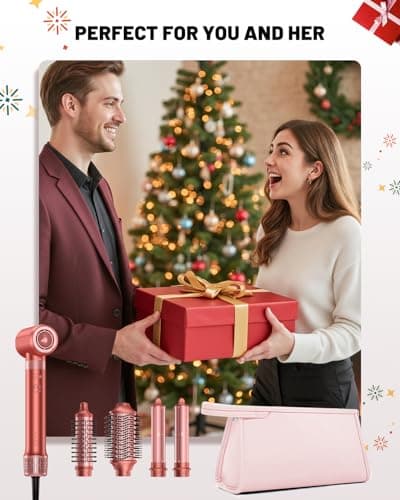 HITTIONA 5 in 1 High-Speed Hair Dryer Brush - Hot Air Styler & Hair Styler, Fast Drying Blow Dryer Brush No Heat Damage Multi-Styler Auto Wrap Curlers for Volumizing Curl Straighten Frizz-Free - Thumbnail 5