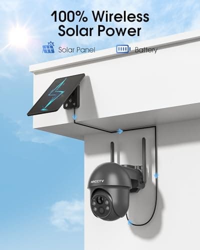 ARCCTV Security Cameras Wireless Outdoor Solar, 4MP 360° View Battery Powered Outdoor Camera, Night Vision with Light, 2-Way Audio, PIR Motion Sensor, 2.4G/5G Dual Band WiFi, SD/Cloud Storage, Grey - Thumbnail 2