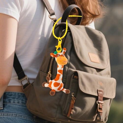 LLUKEME Cute Soft Giraffe Plush Keychain, 4.9 Inch Kawaii Stuffed Animal, Versatile Keychain Backpack Charm, Bag Decor Accessory, Adorable Gift for Kids Adults Birthday Easter Gift for Kids(Spots) - Thumbnail 3