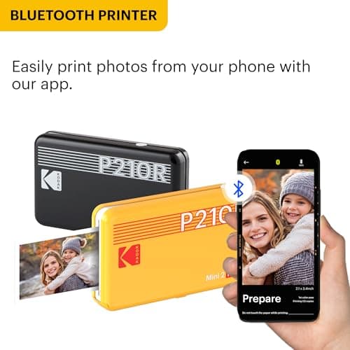 KODAK Mini 2 Retro 2x3 Portable Photo Printer, 38 Sheets, Bluetooth Smartphone Printer for iPhone & Android, Instant Color Prints, 4PASS Dye Sublimation, Yellow - Thumbnail 3
