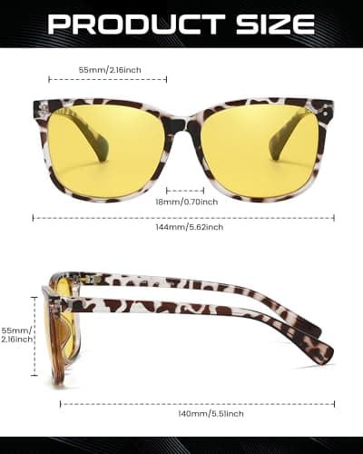 SODQW Night Driving Glasses for Women Men Polarized Anti Glare Night Vison Glasses for Nighttime Driving UV400 Yellow Lens 26 - Thumbnail 4