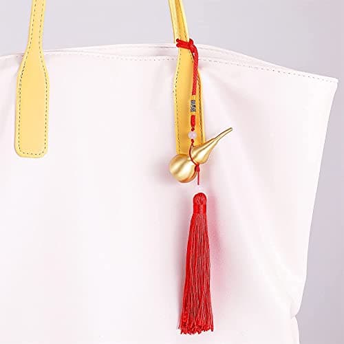 Feng Shui Brass Wu Lou Golden Gourd with Red Luck Strip Treasure Pendant for Bedroom,Car Hanging Ornaments,Fortune Protection,Hu Lu Bring Good Luck Safty Success,2.75inch Tall,Full Brass - Thumbnail 6