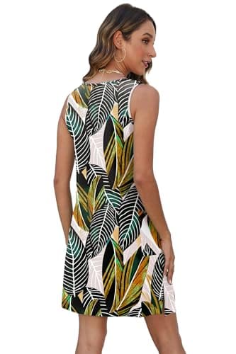 BKRIVE Plus Size Summer Dresses for Curvy Women 2026 Loose Sleeveless Casual Dress Sundresses Floral Navy 2XL - Thumbnail 6