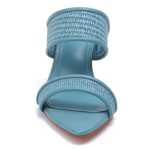 vivianly Pointed Toe Braided Stiletto Heel Sandals Strap High Heels Slip on Mules for Women Size 8 - Thumbnail 6