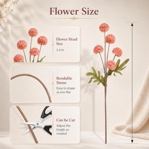 ZMTECH Artificial Flowers for Vase - Mixed Pink Silk Mums 12 Long Stems with Eucalyptus, Faux Flowers Home Decor, Fake Chrysanthemum Pom Pom Stems, Spring Fall Centerpiec(Without Vase) - Thumbnail 4