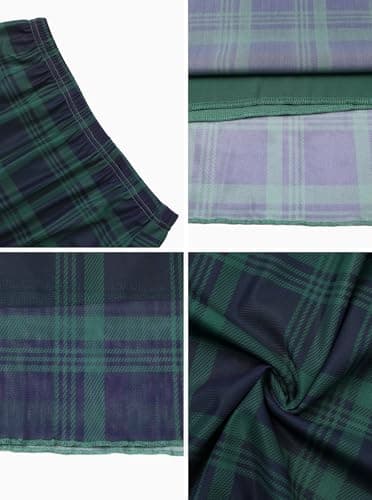 Avanova Women Plaid Gingham Checkered Mesh High Waisted Midi Skirts Flowy Summer Long Skirts Green Plaid Small - Thumbnail 5