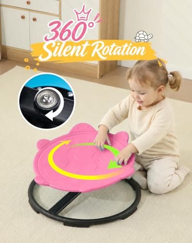 Oranmew Turtle Spinning Chair for Autistic Kids – Sensory Spinning Toy, Spin Chair for Kids Autism, Sensory Swivel Seat for Balance, Coordination, Focus & ADHD Support, Autism Sensory Products (Pink) - Thumbnail 6