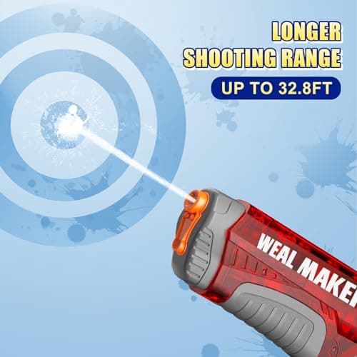 YTKIH Self-Filling Function Electric Water Gun IP67 Waterproof, Summer Automatic Pulse Quickly Shooting Squirt Guns, Watergun Blaster for Pool/Beach Toys (Red) - Thumbnail 4