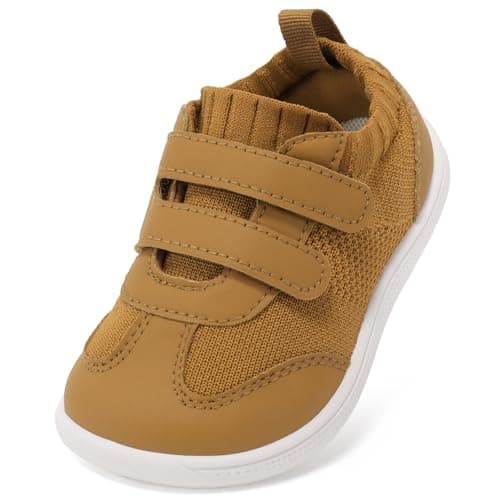 STQ KIDS Toddler Wide Toe Box Shoes Barefoot Boys Girls Sneakers Kids Tennis First Walking Zero Drop Daily Wear School Outdoor Breathable Comfort Brown Toddler Size 10 - Image 1