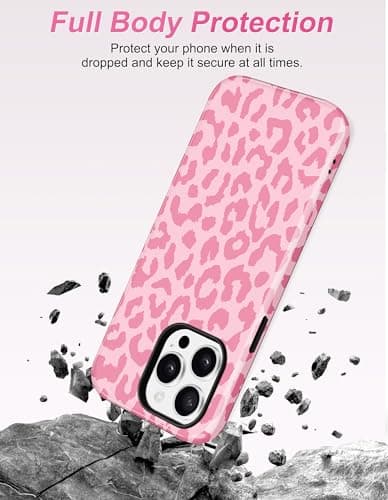 Aitipy Magnetic Cheetah Phone Case for iPhone 14 Pro Max, Compatible with MagSafe, Cute Aesthetic Pink Leopard Print Soft TPU and Hard PC Shockproof Protective Phone Cover for Women Girls - Thumbnail 4