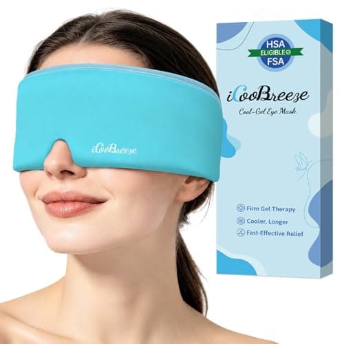 Cooling Eye Mask for Puffy Eyes, Headache and Migraine Relief Gel Eye Mask, for Headache, Puffiness, Eye Strain, Sinusitis & Post-Surgery Care – Large Soft Reusable Cold Eye Compress (Pale Blue) - Image 1