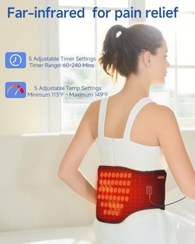 MOTAYU Heating Pad for Back Pain Relief & Period Cramps, 5 Heat Levels & 5 Timer Settings, Auto Stop Function, Targeted Waist/Back Pain Relief, Easy to Use at Home - Thumbnail 3