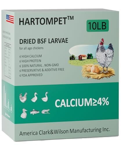 HARTOMPET Better Than Dried Mealworms for Chickens 10 lbs - 85X Calcium Than MealWorms - Non-GMO Chicken Feed Additive & Molting Supplement - black soldier fly larvae Treats for Hens, Ducks, Wild Bird