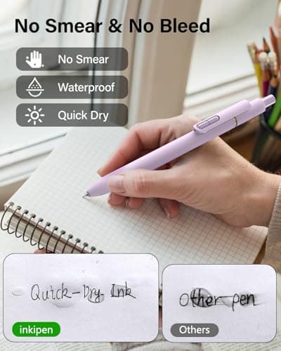 inkipen 8Pcs Gel Pens - 0.5mm Black Ink Pens Fine Point Smooth Writing, Quick Drying Journaling Pens, Cute School & Office Pens for Gift - Thumbnail 3