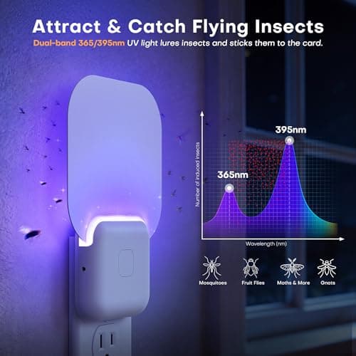 Fruit Fly Traps for Indoors 2-Pack: Upgraded Flying Insect Trap with 6 Refills - Bug Catcher for Gnat Mosquito Moths - Suitable for House Home Kitchen - Thumbnail 5