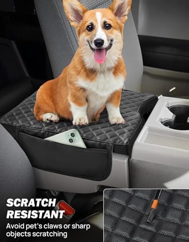 JOYTUTUS Center Console Cover Compatible with 2015-2026 Ford F150, 2017-2026 F250 F350 F450 with 40/20/40 Jump Seat, Leather Armrest Cover Center Console Cushion with Side Pockets (Jump Seat Only) - Thumbnail 5