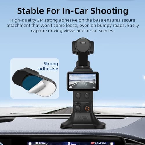 BRDRC Pocket 3 Stand Base Mount for DJI Osmo Pocket 4 / Xtra Muse Acessories, Silicone Detachable Dashboard Car Mount Non-Slip Stable Desktop Table Stand with Adhesive Base Accessory (Black) - Thumbnail 3