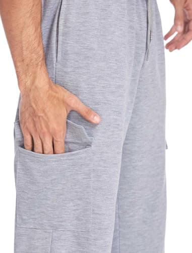 Deyeek Men's Lightweight Cargo Sweatpants with Pockets Baggy Cargo Sweat Pants for Men Straight Leg Grey Sweatpants for Men - Thumbnail 5
