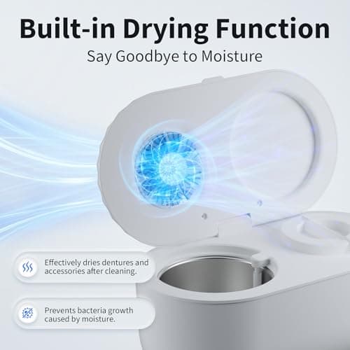 Ultrasonic Denture Cleaner with Automatic Clean, Drain & Dry, 45kHz Retainer and Night Guard Cleaning Machine with Built-in Drainage Chamber, Low-Noise Design for Aligners, Braces & Dental Appliances - Thumbnail 3