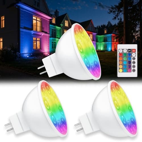 Noobibaba MR16 LED Bulb Color Changing 4W MR16 Color Changing LED Bulbs 12V Gu5.3 Bi-Pin Base Warm White+15 Multi Colors for Landscape Lighting (3 Bulbs and 1 Remotes) - Image 1