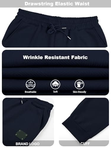 TRFIC Mens Textured Casual Joggers Tapered Cargo Pants with Drawstring Elastic Waist and Pockets for Daily wear Navy - Thumbnail 5