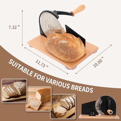 CAWIU Manual Bread Slicer with Hand Crank- Adjustable Thickness Bread Cutter for Even Slices, Perfect for Homemade Sourdough, Sandwich, and More, Black - Thumbnail 6